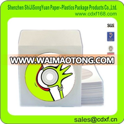 Factory produce white Paper CD/DVD Sleeve With Resealable Flap